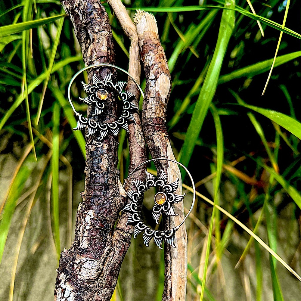 Smokey Topaz Spiral Hoops in 925 Silver
